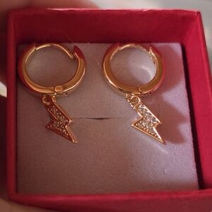 Gold Lightning Bolt Earrings